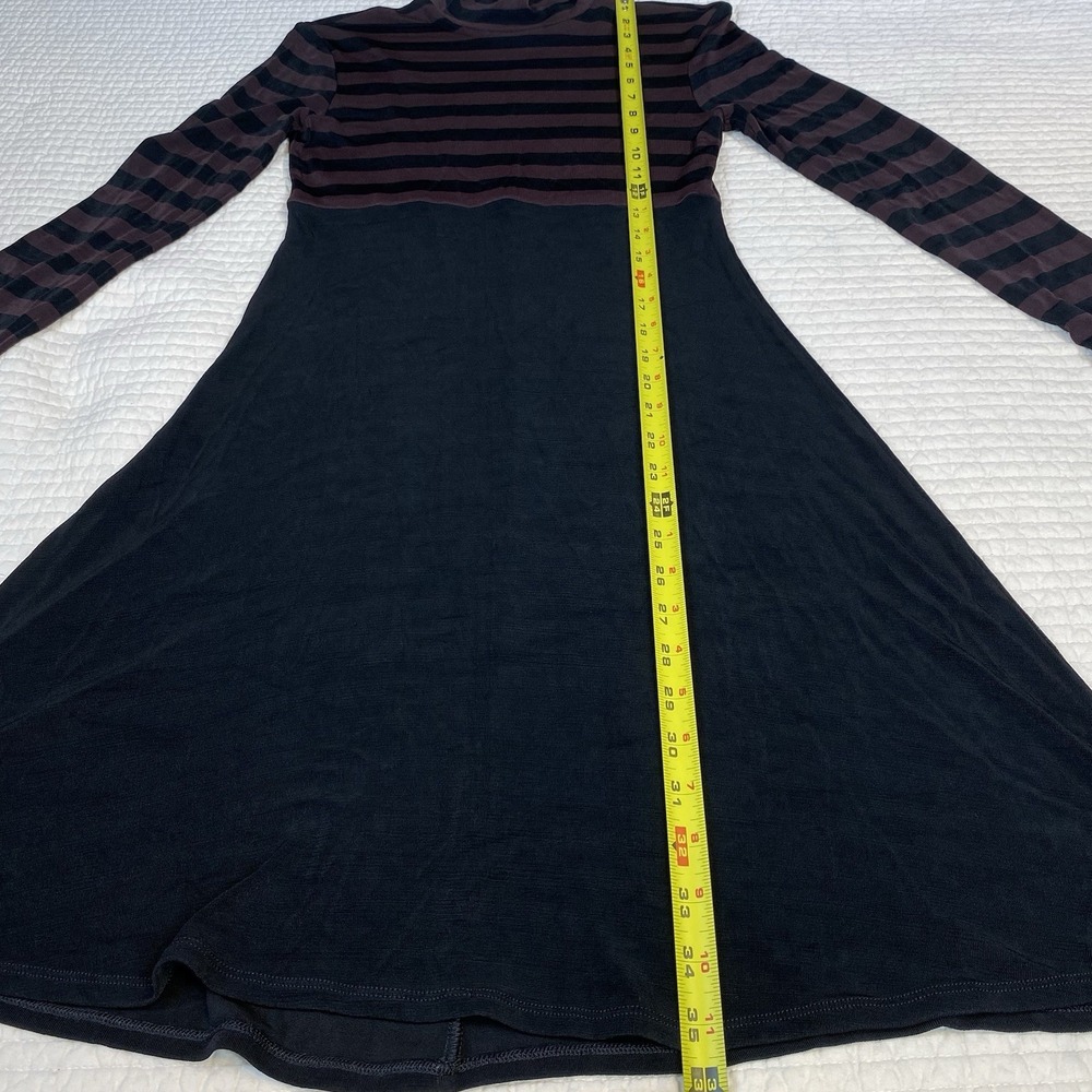 BCBG Maxazria Striped Mockneck Dress XS Emo Twee Black Jersey Knit Long Sleeve - Picture 11 of 14